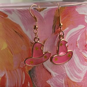 NEW “Stained Glass” Pink Witchy Hat Earrings